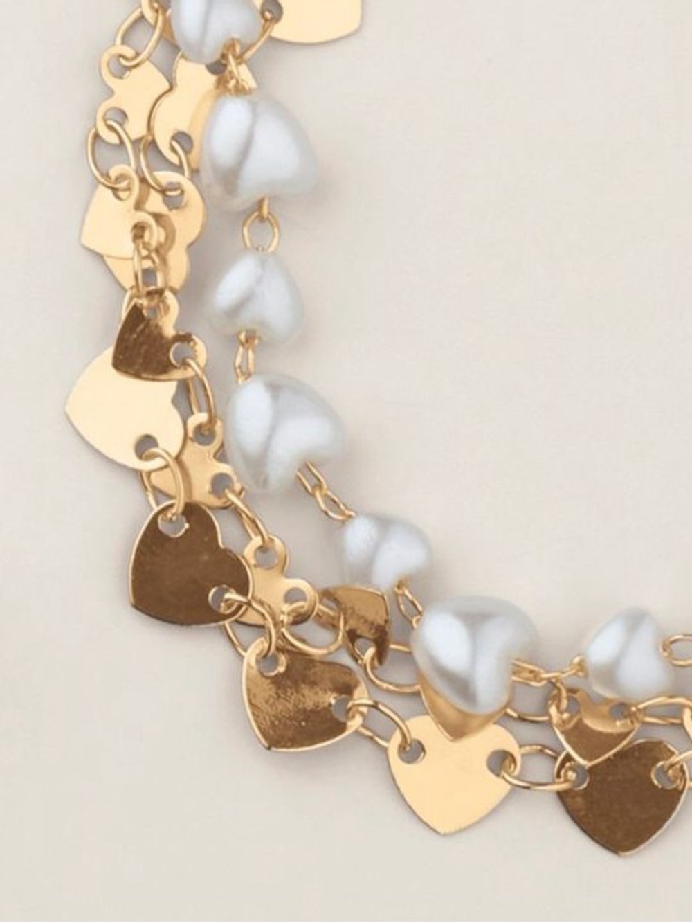 Gold Heart & Pearl-Link Bracelet